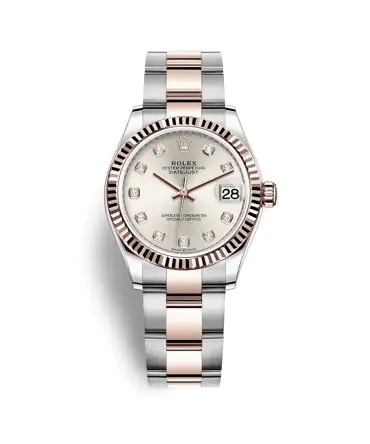 ROLEX LADY-DATEJUST 278271-0005- SILVER DIAL WITH DIAMONS – 31MM – OYSTER DEMI ROSE GOLD 18K