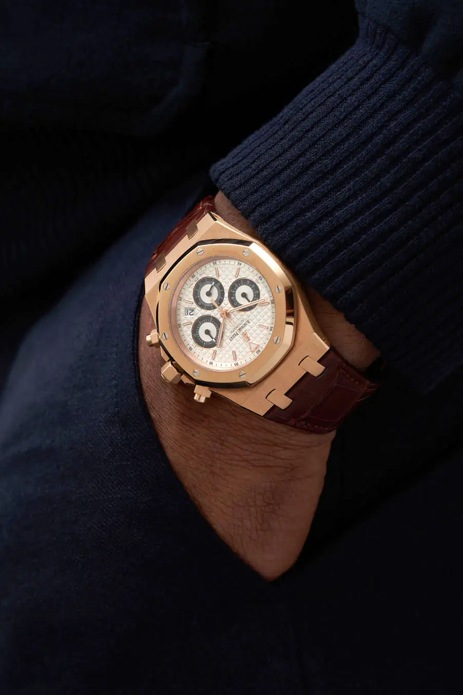 Audemars Piguet Royal Oak 26022OR.OO.D098CR.01 Chronograph - Silver Dial - Rose Gold 18K - Leather Strap - 39mm - Ảnh 6