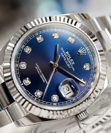 Alternative view of Rolex Datejust 126334-0015 - Blue Dial with Diamonds - 41mm - Oyster demi white gold 18k