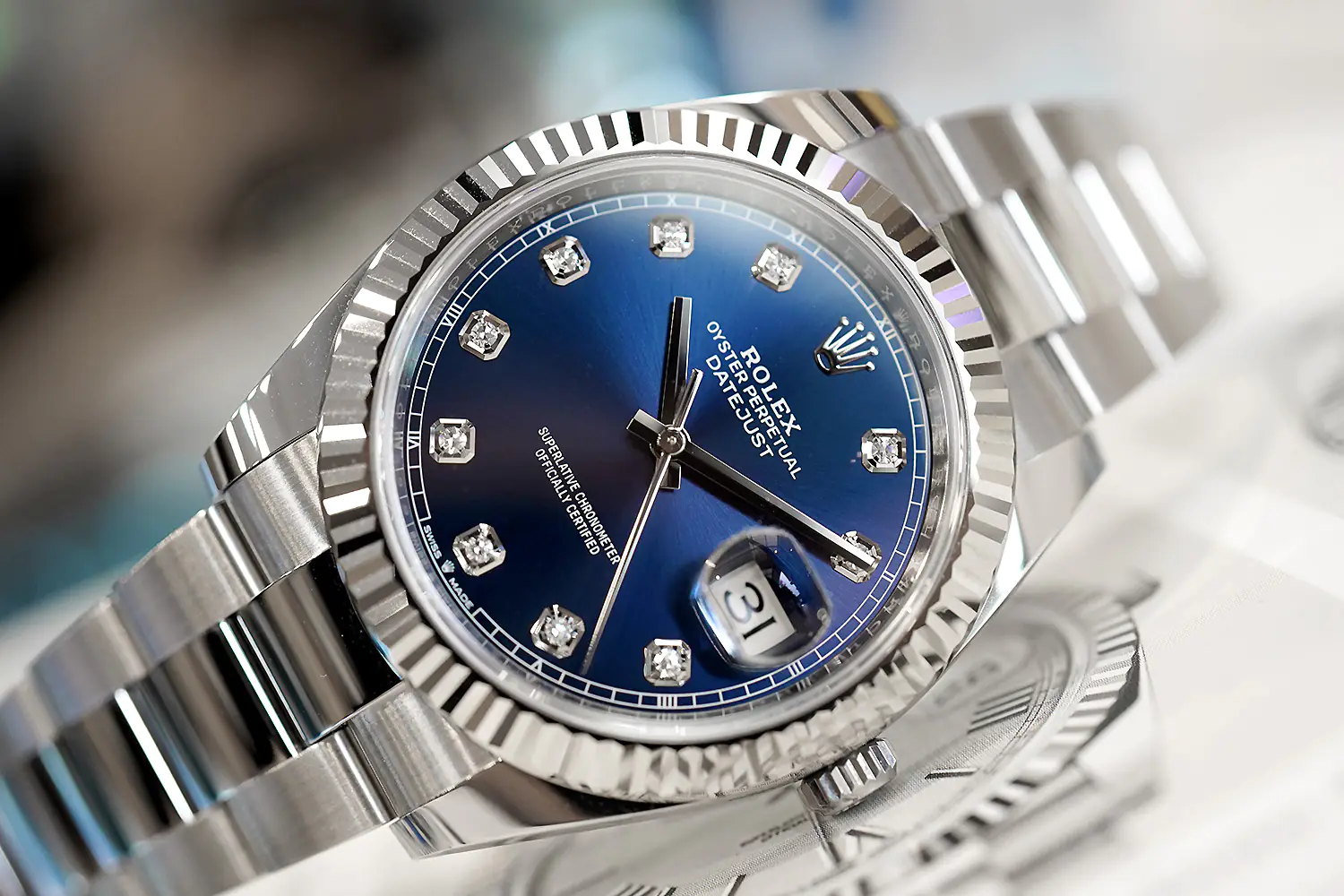 Rolex Datejust 126334-0015 - Blue Dial with Diamonds - 41mm - Oyster demi white gold 18k - Ảnh 2