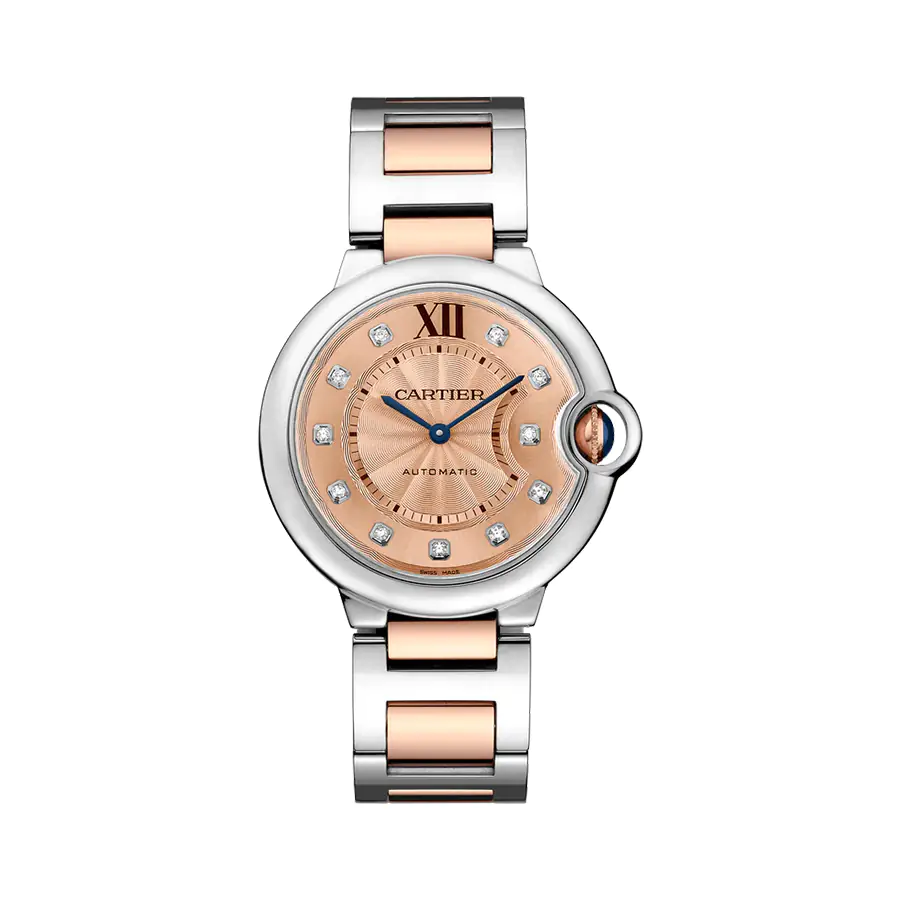 Cartier Ballon Bleu de Cartier - WE902053 - Pink Dial with diamonds - Demi Rose Gold 18k - 33mm