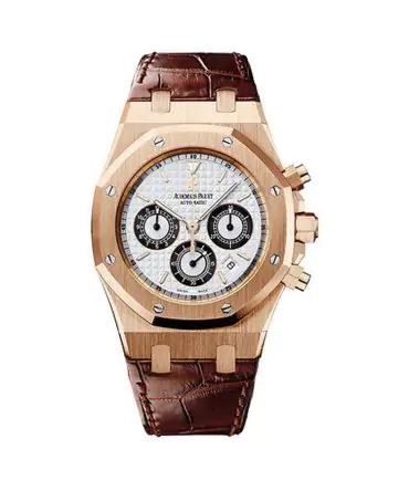 Audemars Piguet Royal Oak 26022OR.OO.D098CR.01 Chronograph - Silver Dial - Rose Gold 18K - Leather Strap - 39mm