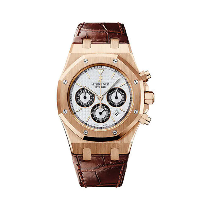 Audemars Piguet Royal Oak 26022OR.OO.D098CR.01 Chronograph - Silver Dial - Rose Gold 18K - Leather Strap - 39mm