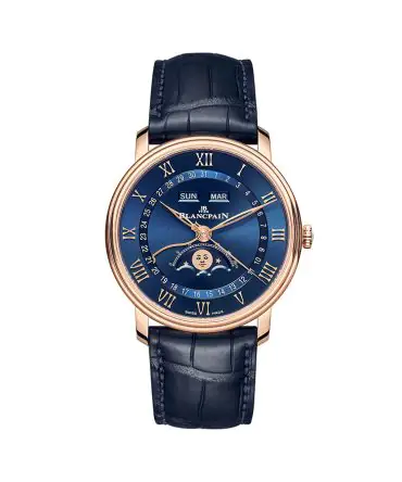 Blancpain Villeret QUANTIÈME COMPLET Moonphase 6654.3640.55B - Blue dial - Rose gold 18k - 40mm