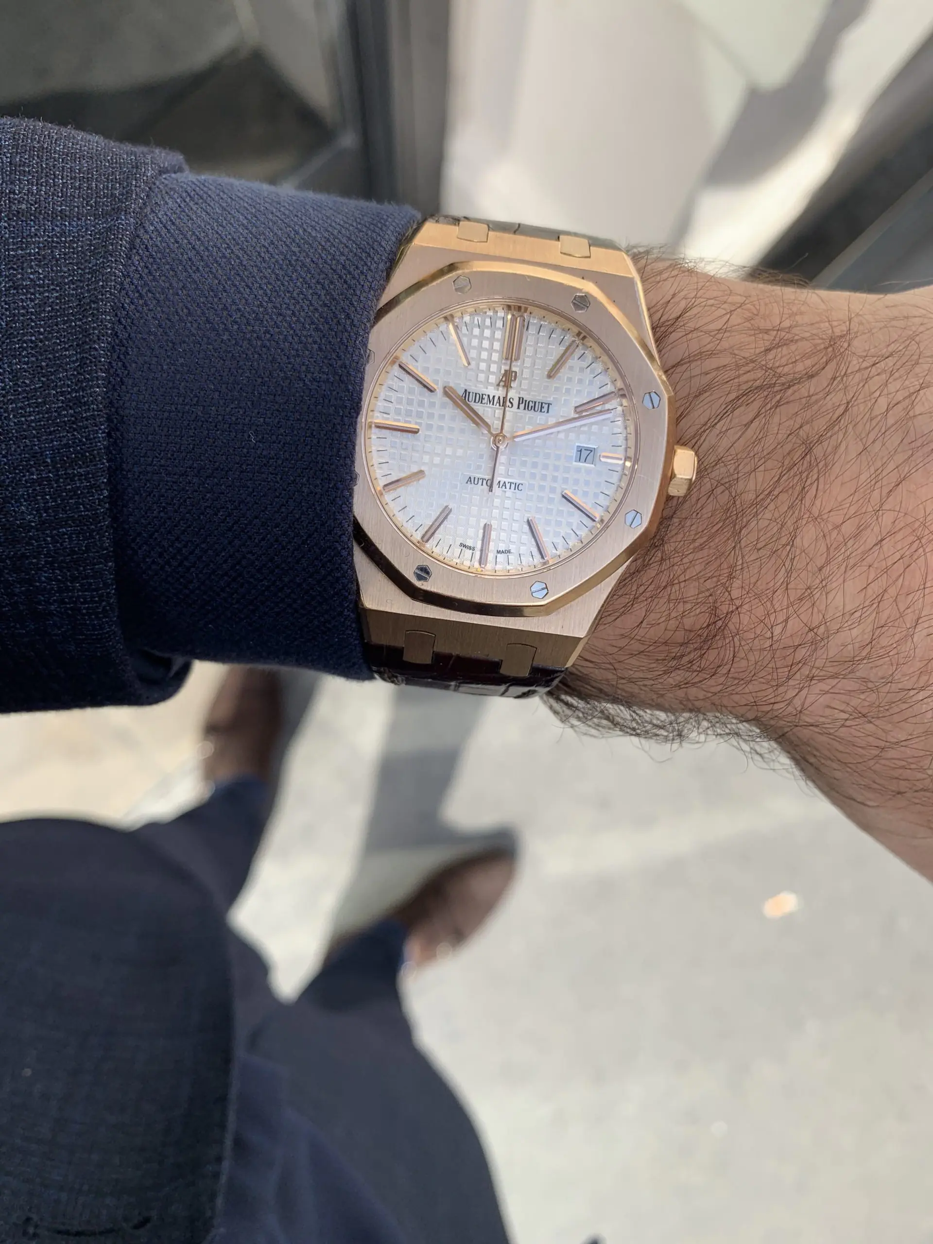 Audemars Piguet Royal Oak Selfwinding 15400OR.OO.D088CR.01 - Silver Dial - Rose Gold 18K - Leather Strap - 41mm - Ảnh 2