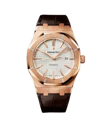 Audemars Piguet Royal Oak Selfwinding 15400OR.OO.D088CR.01 - Silver Dial - Rose Gold 18K - Leather Strap - 41mm