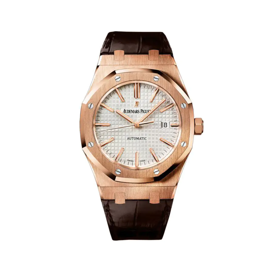 Audemars Piguet Royal Oak Selfwinding 15400OR.OO.D088CR.01 - Silver Dial - Rose Gold 18K - Leather Strap - 41mm