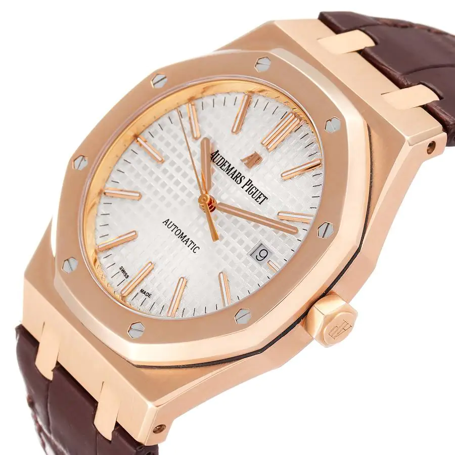 Audemars Piguet Royal Oak Selfwinding 15400OR.OO.D088CR.01 - Silver Dial - Rose Gold 18K - Leather Strap - 41mm - Ảnh 6