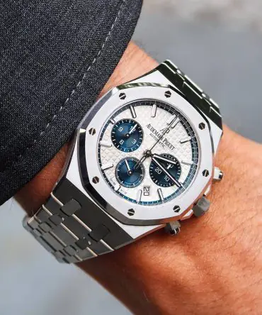 Alternative view of Audemars Piguet Royal Oak Chronograph 26315ST.OO.1256ST.01 - 41mm - Silver strap; Blue Dial