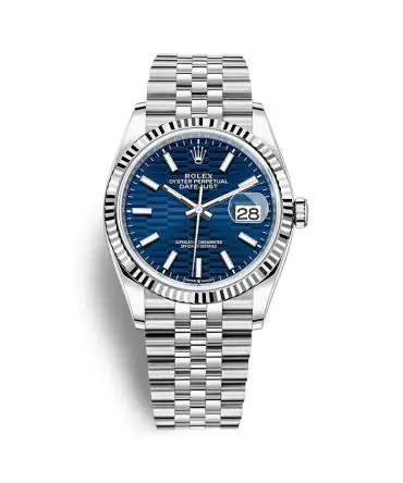 ROLEX DATEJUST 126234-0049 – MOTIF BLUE DIAL , 36MM, JUBILEE, WHITE GOLD 18K