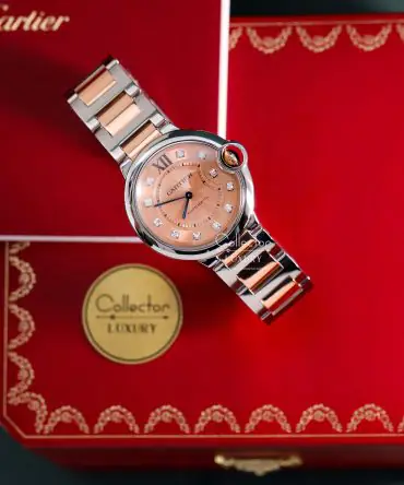 Alternative view of Cartier Ballon Bleu de Cartier - WE902053 - Pink Dial with diamonds - Demi Rose Gold 18k - 33mm