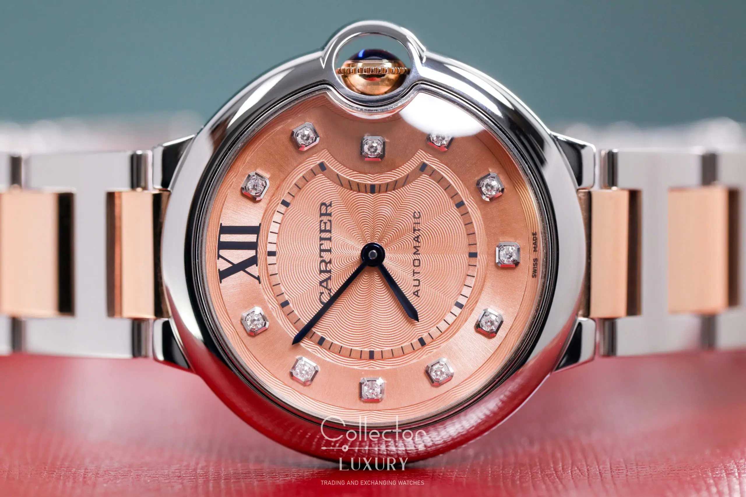 Cartier Ballon Bleu de Cartier - WE902053 - Pink Dial with diamonds - Demi Rose Gold 18k - 33mm - Ảnh 5