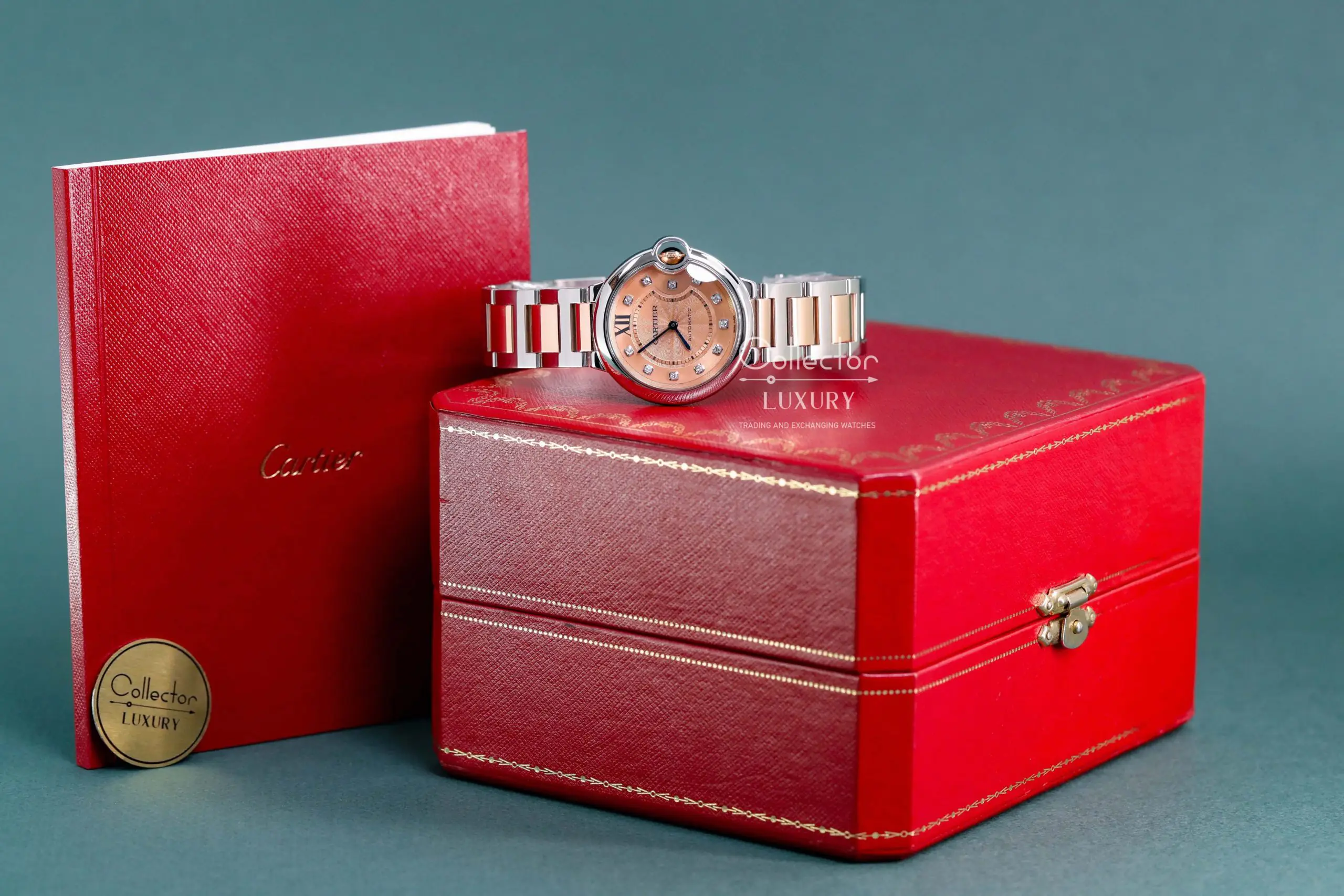 Cartier Ballon Bleu de Cartier - WE902053 - Pink Dial with diamonds - Demi Rose Gold 18k - 33mm - Ảnh 3