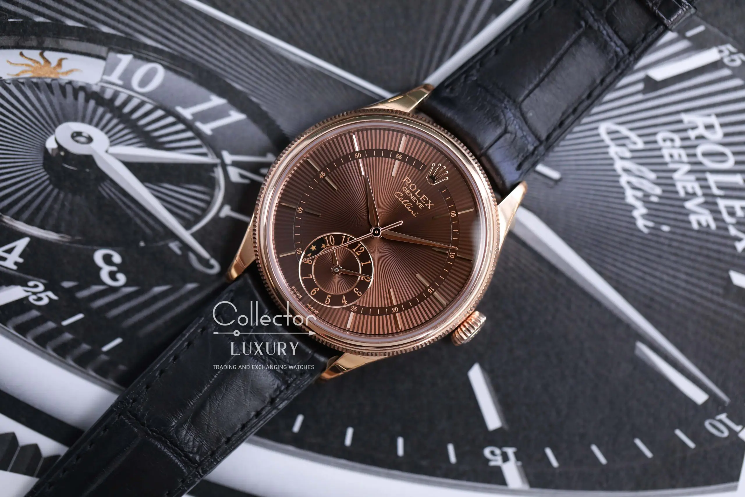 ROLEX CELLINI DUAL TIME - 50525-0015 - Chocolate dial - eveROSE GOLD- 39mm - Ảnh 4