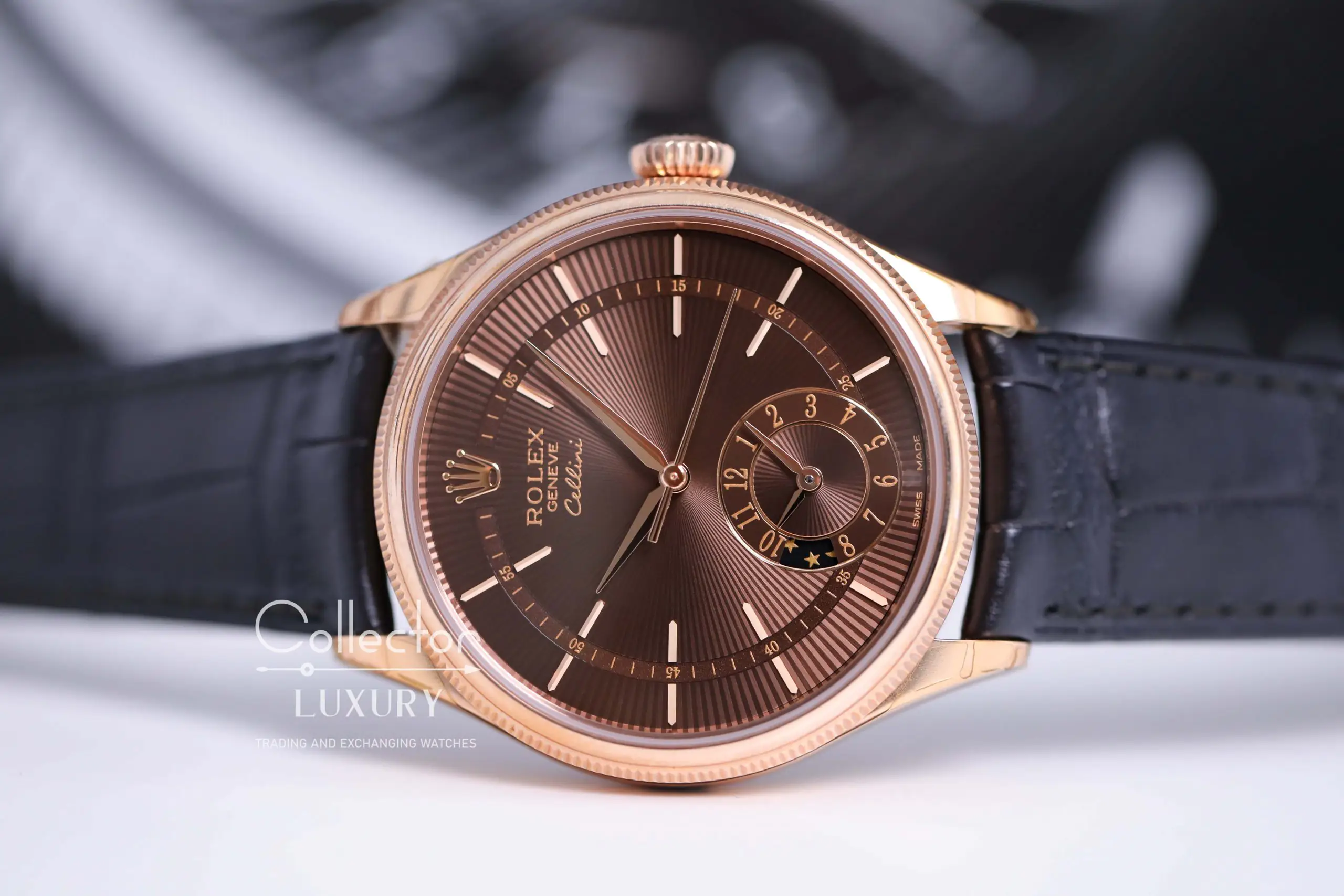 ROLEX CELLINI DUAL TIME - 50525-0015 - Chocolate dial - eveROSE GOLD- 39mm - Ảnh 3