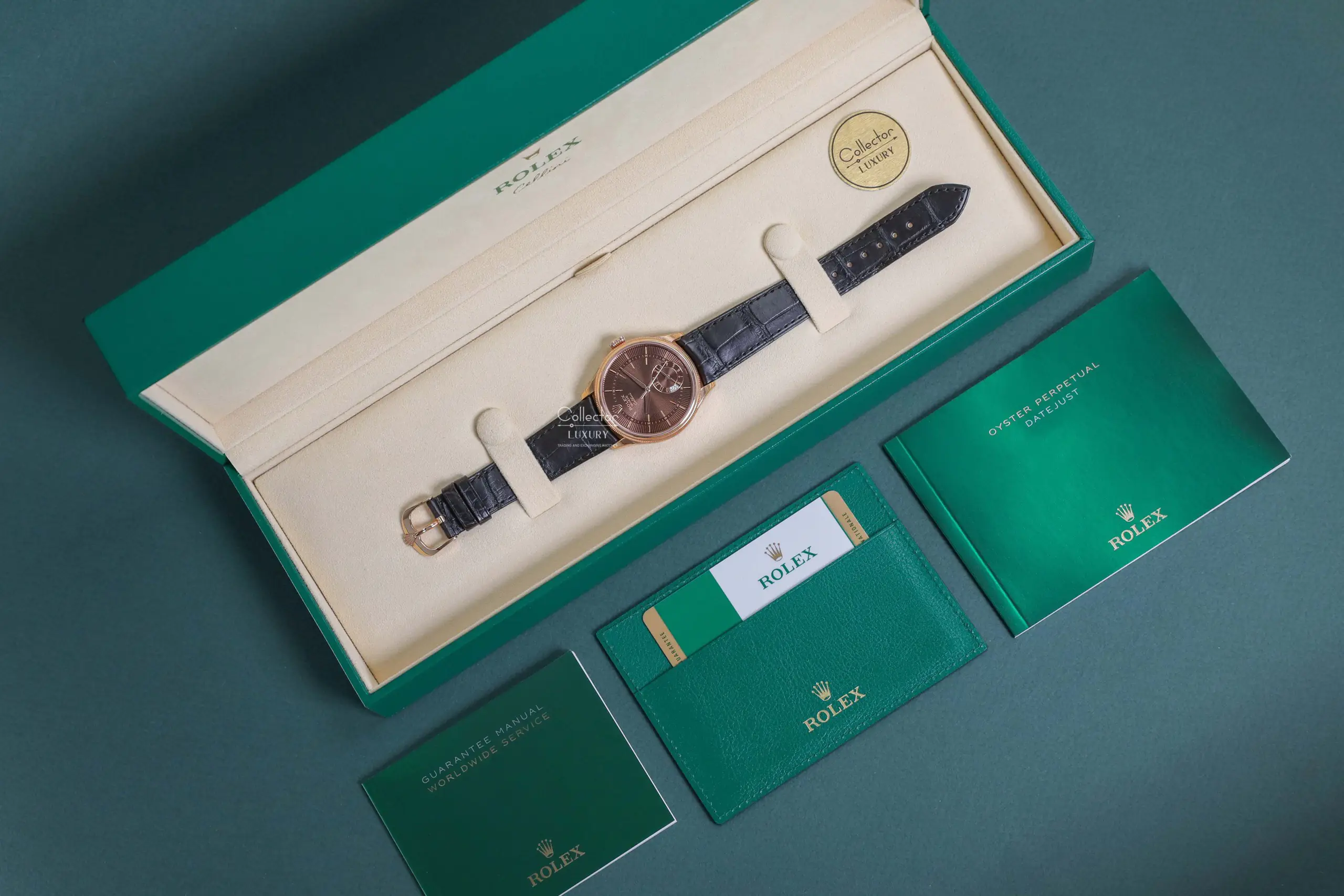 ROLEX CELLINI DUAL TIME - 50525-0015 - Chocolate dial - eveROSE GOLD- 39mm - Ảnh 2
