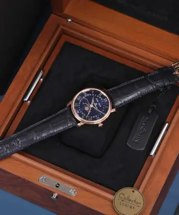 Alternative view of Blancpain Villeret QUANTIÈME COMPLET Moonphase 6654.3640.55B - Blue dial - Rose gold 18k - 40mm