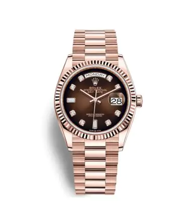 ROLEX DAY DATE 128235-0037-36MM- OMBRÉ BROWN DIAMOND - PRESIDENT- EVEROSE GOLD 18K