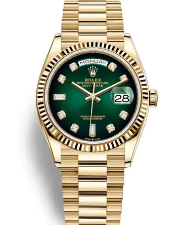 ROLEX DAY-DATE 128238 DIAL OMBRÉ GREEN DIAMOND 36MM