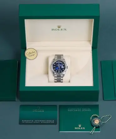 Alternative view of ROLEX DAY-DATE 128239 DIAL OMBRÉ BLUE DIAMOND 36MM 18K WHITE GOLD