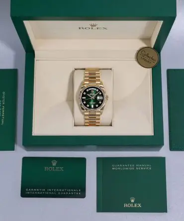 Alternative view of ROLEX DAY-DATE 128238 DIAL OMBRÉ GREEN DIAMOND 36MM