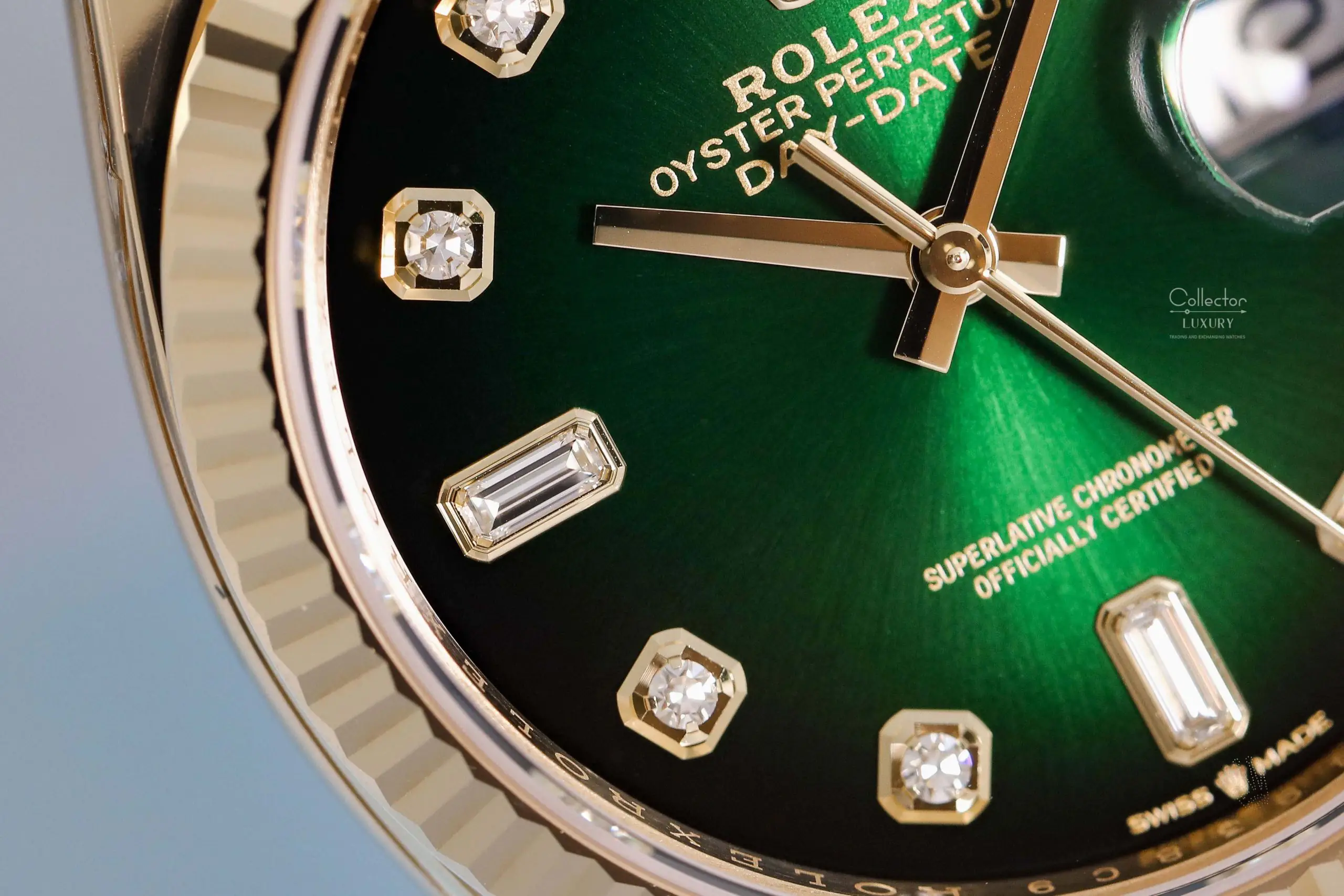 ROLEX DAY-DATE 128238 DIAL OMBRÉ GREEN DIAMOND 36MM - Ảnh 5