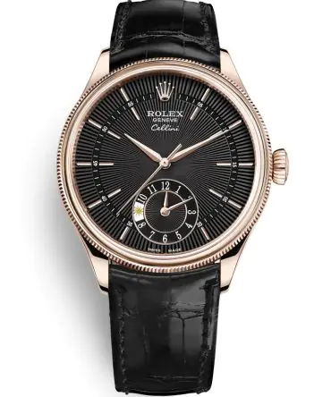 ROLEX CELLINI DUAL TIME 50525-0011 BLACK DIAL - EVEROSE GOLD 18K - 39MM