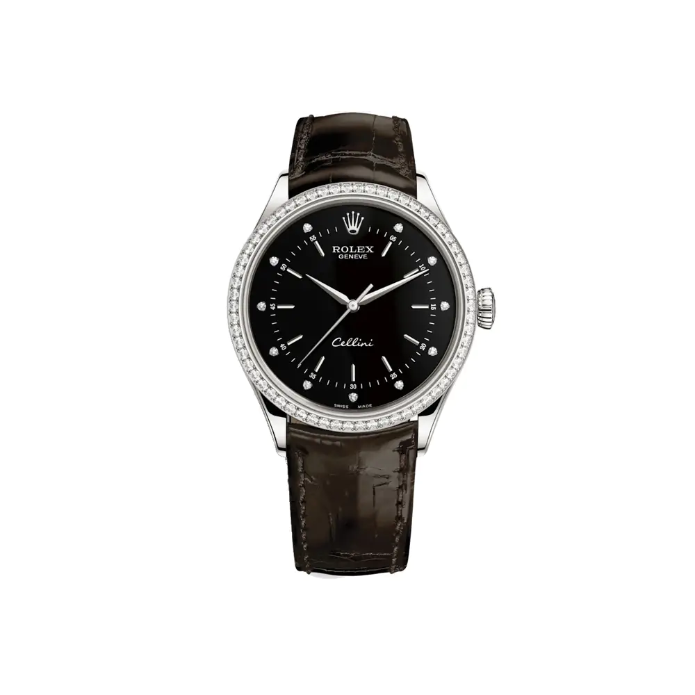 ROLEX CELLINI TIME 50709RBR - 0008 - BLACK DIAL - WHITE GOLD 18K - 39MM