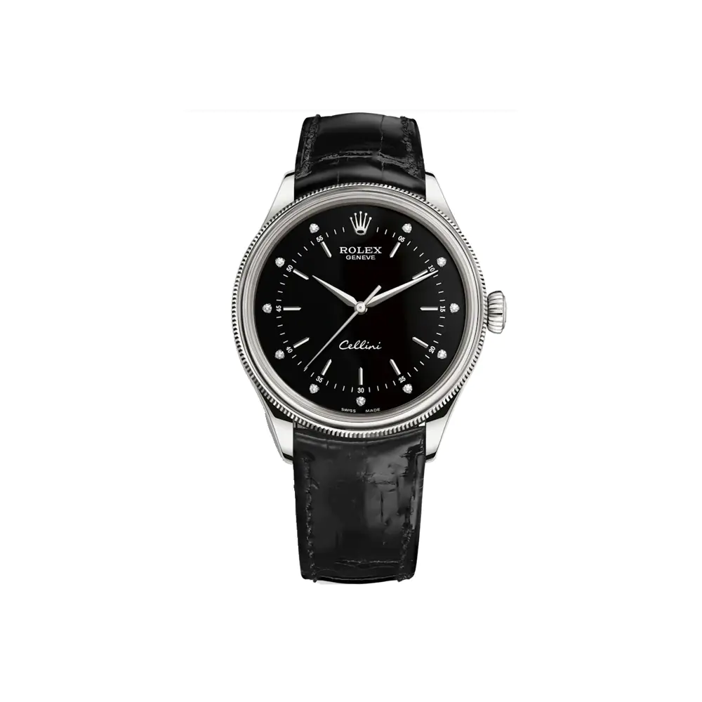 ROLEX CELLINI TIME 50509 - 0023 - BLACK DIAL - DIAMOND - WHITE GOLD - 39MM